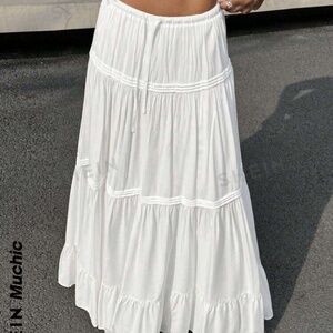 SHEIN Muchic Women Plain And Simple Everyday Pleated Skirt